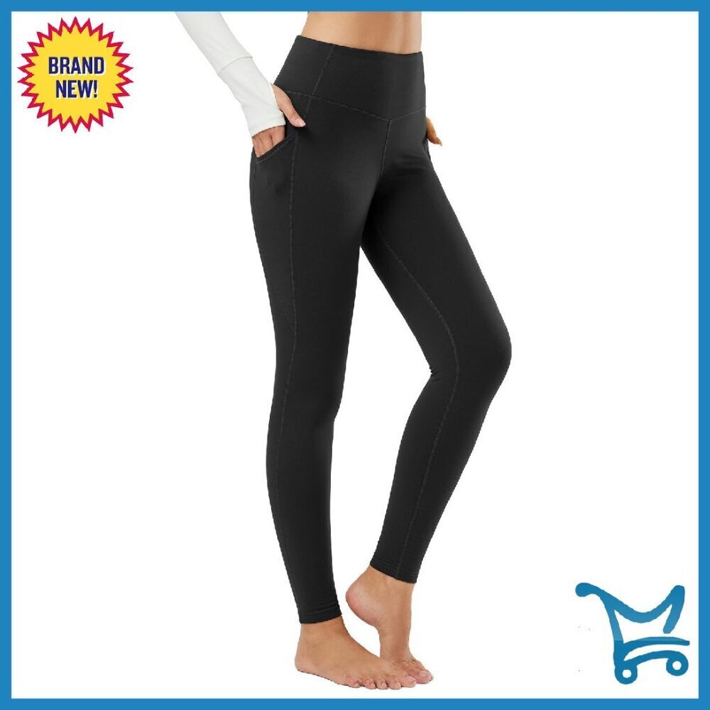 Fleece Lined Thermal Leggings High Waist Pockets Yoga Pants